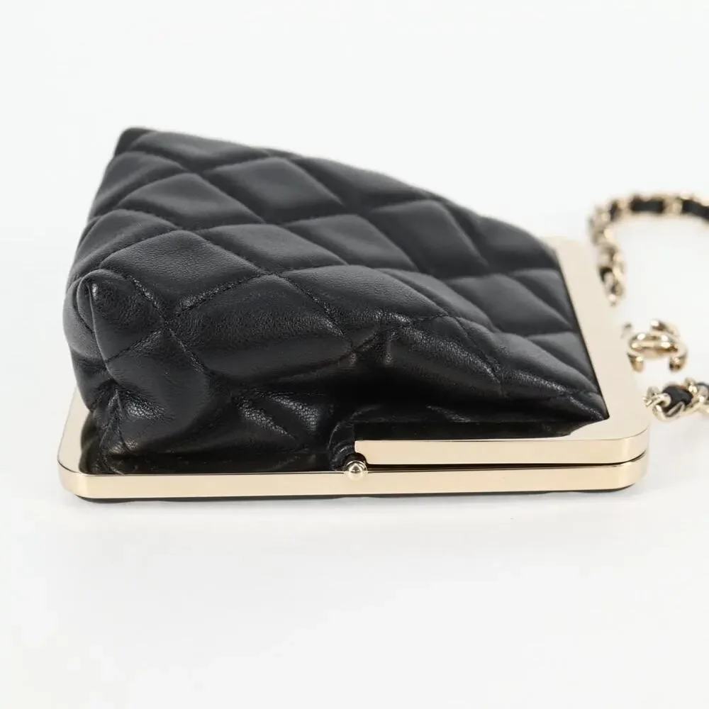 Chanel Matelasse Lambskin Chain Pouch Crossbody Bag Black
